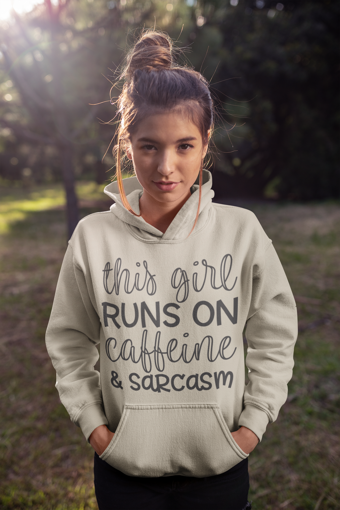 Caffeine and Sarcasm Hoodie - Front - Sarcasm Swag